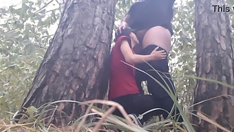Lesbian Girls Find Shelter And Pleasure Under A Tree