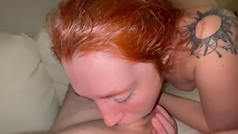 Redhead Stepsister Gives Deepthroat To Big Black Cock