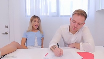 Blonde College Student'S Study Session Turns Intimate With Tutor