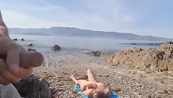 Pov Video Of A Daring Exhibitionist'S Encounter With A Nudist Milf On The Beach